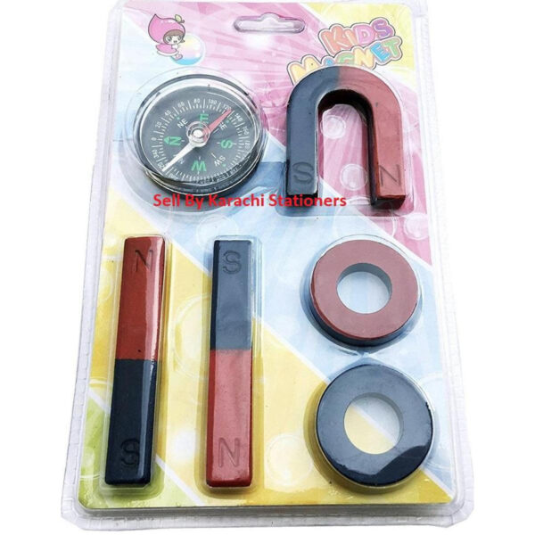 6pcs (8016) Horseshoe Magnet Compass Kit for School Project Magnetic Field Student Kids Educational Teaching Education Tool Set U Magnet Bar Magnet Round Magnet