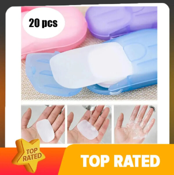 20PCS Portable Paper Soap Disposable Soap Paper Flakes Washing Cleaning Hand for Kitchen Toilet Outdoor Travel Camping Hiking