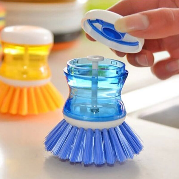 Scrub Kitchen Wash Tool Pot Dish Plastic Brush With Washing Up Liquid Soap Dispenser Brush - Image 4