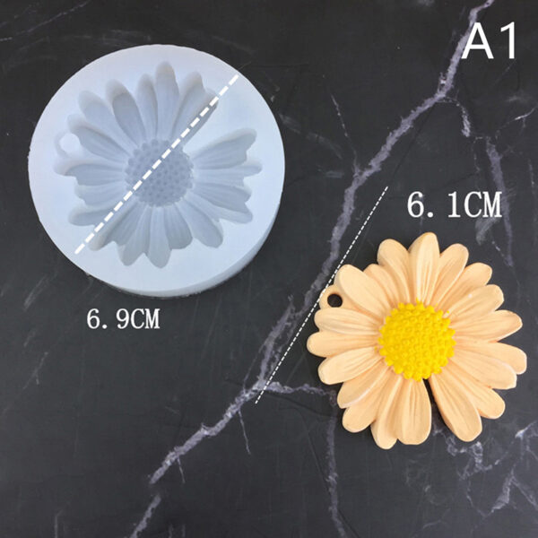 Daisy Chamomile Flower Silicone Mold With Hole Car Aromatherapy Epoxy Handmade Soap Candle Mold DIY Decoration Candy Icing Mold Eatop