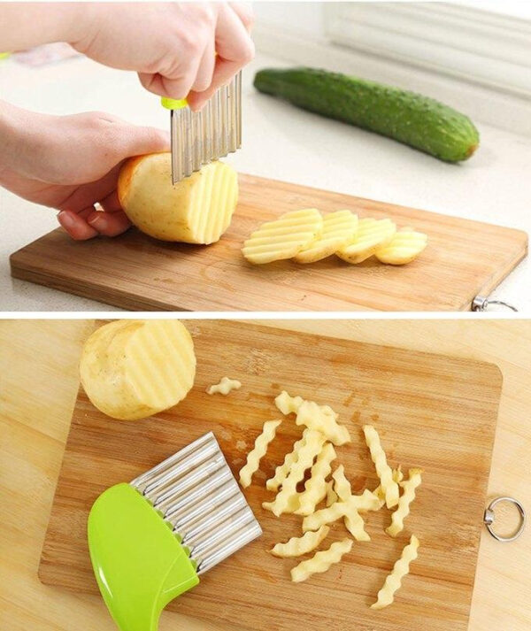 Stainless Steel Vegetable Carrot Wavy Cutter Slicer Potato Chips Corrugated Knife Kitchen wrinkled french fries - Image 5