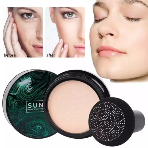 SUNISA Foundation Base Water proof Mushroom Head Air Cushion BB CC Cream Moisturizing Liquid Foundation with Sponge - Image 5