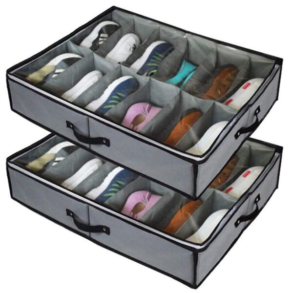 Pack Of 2 - Amazing Shoe Rack Shoe Shelf Shoe Storage + Shoe Under Bed Closet Organizer