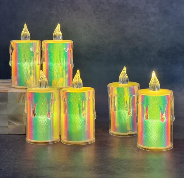 Pack of 3Pcs LED Crystel Colored Candles Flameless Acrylic High Quality Led Candles With Battery Cells - Image 4