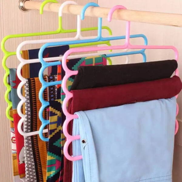 Pack of 4 Magic hangers 5 Layer hanger Maximize Closet Space with our 5 tier space saver Hangers Solution wardrobe organizers for paints trousers shirt dupatta - Image 5