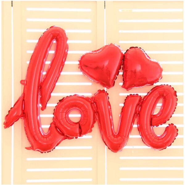 Love Shape Alphabets with 2Pcs Heart Shape Foil Balloons Set for Happy Birthday, Wedding Anniversary, Engagement Party Decorations. - Image 5