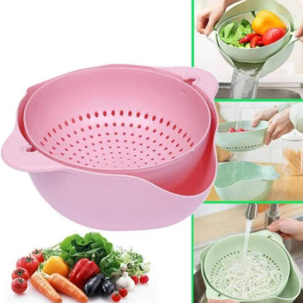 Double Layer Colander Drainer Basket with Bowl for Washing Fruits and Vegetables convenient kitchen accessories strainer kitchen organizer storage baskets - Image 10