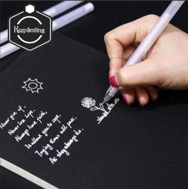 White Gel Pen, 1 Pcs White Pens for Art 0.8mm Fine Point White Ink - Image 2