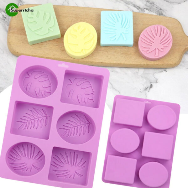 6 Cavities Palm Olive Leaves Rectangle Silicone Soap Mold/DIY Handmade Chocolate Cake Fondant Mould/Household Baking Gadgets