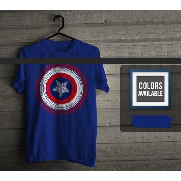 Blue Captain America Cotton Printed T Shirt for Men