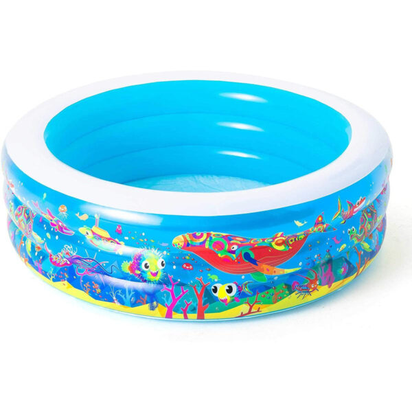 BESTWAY INFLATABLE OCEAN WORLD 3 RING KIDS AND FAMILY POOL KIDS INFLATABLE BATHTUB SUMMER FUN 60 X 20 INCH - 51121 - Image 2