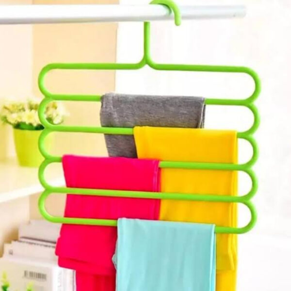 Pack of 4 Magic hangers 5 Layer hanger Maximize Closet Space with our 5 tier space saver Hangers Solution wardrobe organizers for paints trousers shirt dupatta - Image 4