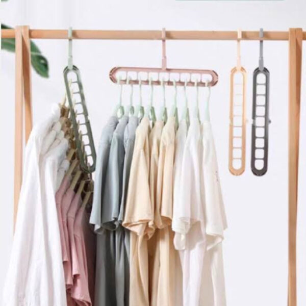 Magic Hanger - 9 hole closet organizer - space saving magic plastic hangers - organizer 9 hole hangers for clothes paints trousers shirt hanger 9 in 1 hangers - Multi Purpose Hanger - Clothes Plastic Hanger - High Quality Hanger - Image 6