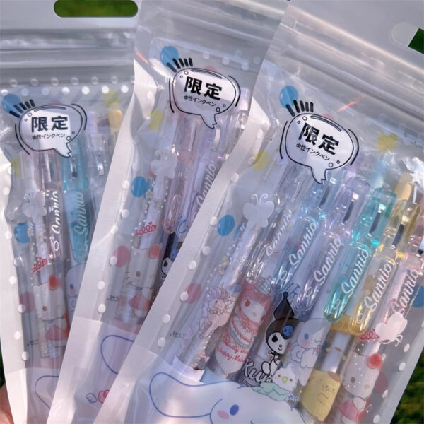 1/6Pcs Set 0.5mm Black INk Press Gel Pen Sanrio Cute Examination Signature Pen School Supplies - Image 2