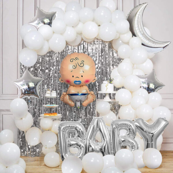 Baby Decoration Silver Combo Set For Baby Girl & Baby Boy, Best Baby Theme For New Baby Born, Baby Shower, Welcome Baby and Other Baby Celebrations. - Image 8