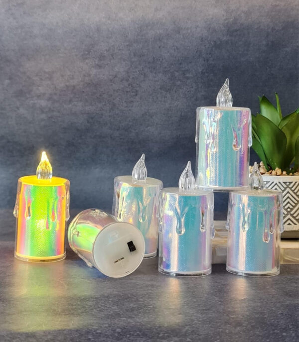 Pack of 3Pcs LED Crystel Colored Candles Flameless Acrylic High Quality Led Candles With Battery Cells - Image 3