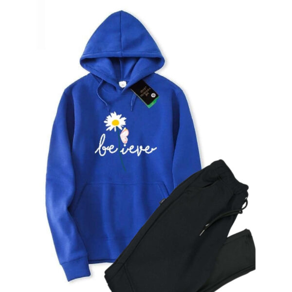Believe Printed Hoodie And Trouser Winter Arrival Warm Fleece Track suit Drawstring Hood Best Outfits For Girls and Women - Image 6