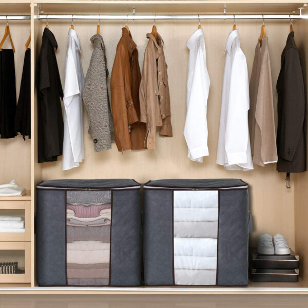 High quality Storage bags for clothes with visible window 50 gsm and 75 gsm wardrobe organizer space saver closet organizer Non Woven Bamboo storage box clothes storage shoe organizer - Image 6