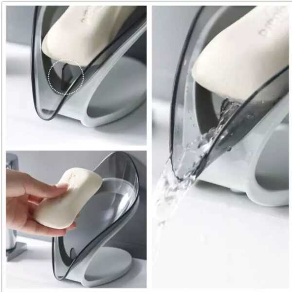 Very stylish Smart soap holder high quality leaf shape for bathroom fitting kitchen household essentials self adhesive soap dispenser bathroom accessories kitchen accessories leafy dish - Image 6