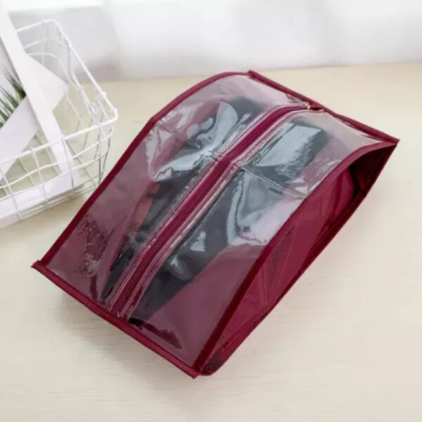 Pack of 5 LARGE Transparent travel shoe storage bag Portable shoes organizer Dustproof Save Space Hanger Home Decor Boots Sandals hanging slipper organizer Protective Case Travel Overnight Carry Bag wardrobe organizer under the bed shoes bags - Image 5