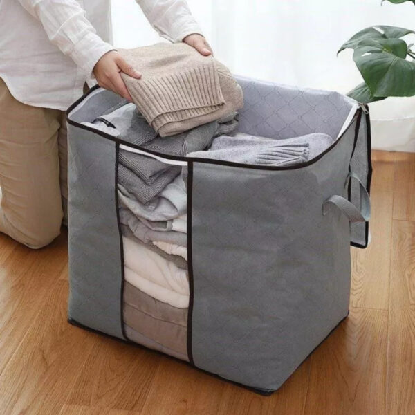 High quality Storage bags for clothes with visible window 50 gsm and 75 gsm wardrobe organizer space saver closet organizer Non Woven Bamboo storage box clothes storage shoe organizer - Image 3