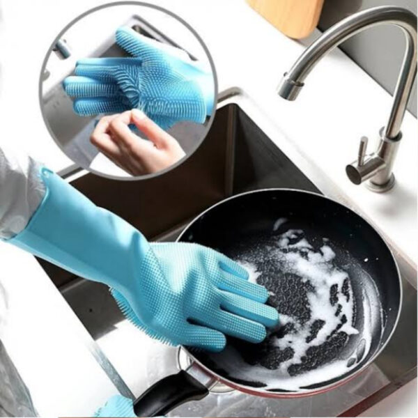 Magic Washing gloves with scrubber, silicon gloves, washing glove Gloves for kitchen / washing gloves for girls washing gadgets dish washing gloves dish washer scrub gloves kitchen accessories kitchen tools - Image 9