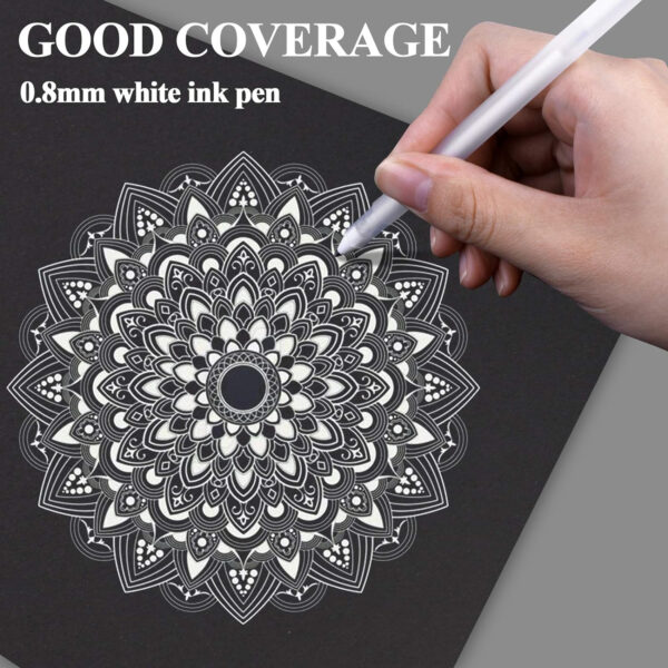 White Gel Pen, 1 Pcs White Pens for Art 0.8mm Fine Point White Ink - Image 4