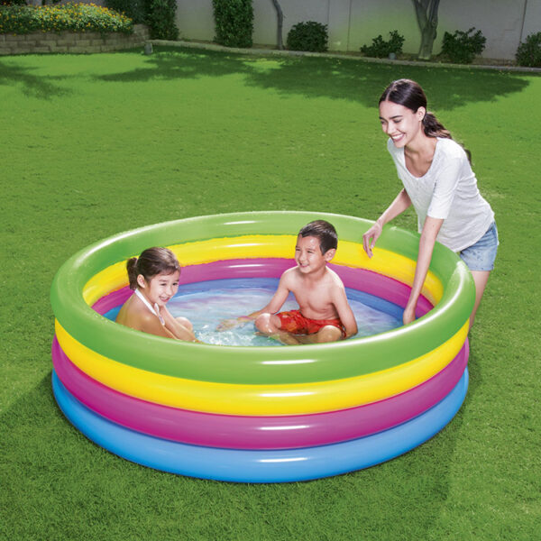 BESTWAY Designed water capacity 522 L Inflatable 4-ring rainbow Swimming Pool kids inflatable - 51117 - Image 4