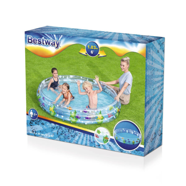 BESTWAY-DEEP DIVE 3-RING SWIMMING POOL kids inflatable Bathtub 183X33CM -26-51005 - Image 4