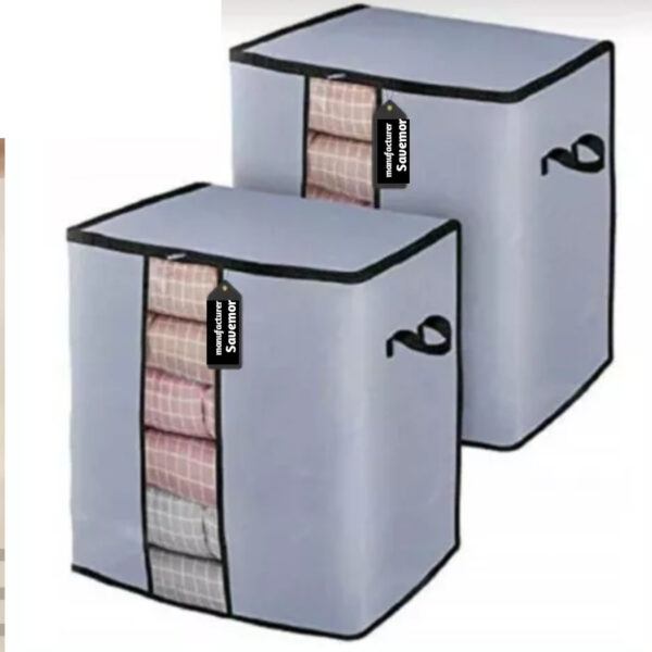 High quality Storage bags for clothes with visible window 50 gsm and 75 gsm wardrobe organizer space saver closet organizer Non Woven Bamboo storage box clothes storage shoe organizer - Image 2