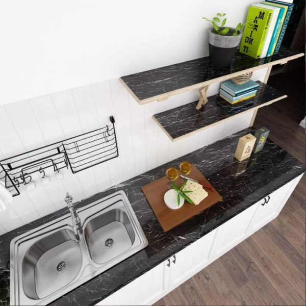 60x200cm high quality marble sheets self adhesive stylish wallpaper stickers PVC sheet sticker aluminium foil paper wooden design wallpaper heat resistant water oil proof for floor walls kitchen - Image 5