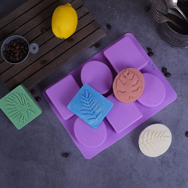6 Cavities Palm Olive Leaves Rectangle Silicone Soap Mold/DIY Handmade Chocolate Cake Fondant Mould/Household Baking Gadgets - Image 3