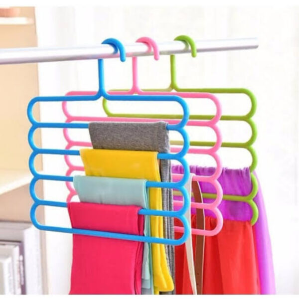 Pack of 4 Magic hangers 5 Layer hanger Maximize Closet Space with our 5 tier space saver Hangers Solution wardrobe organizers for paints trousers shirt dupatta - Image 2