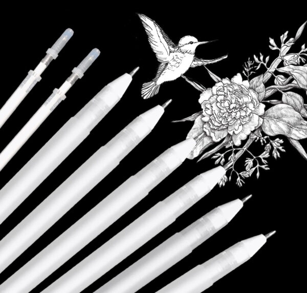 White Gel Pen, 1 Pcs White Pens for Art 0.8mm Fine Point White Ink - Image 6