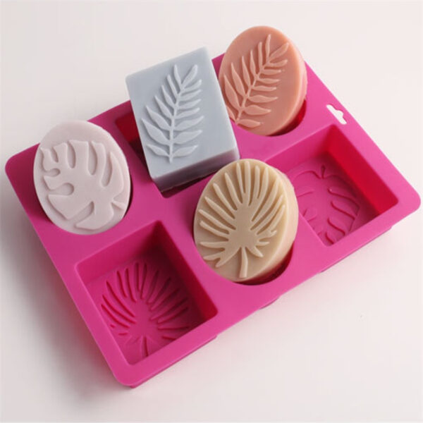 6 Cavities Palm Olive Leaves Rectangle Silicone Soap Mold/DIY Handmade Chocolate Cake Fondant Mould/Household Baking Gadgets - Image 4