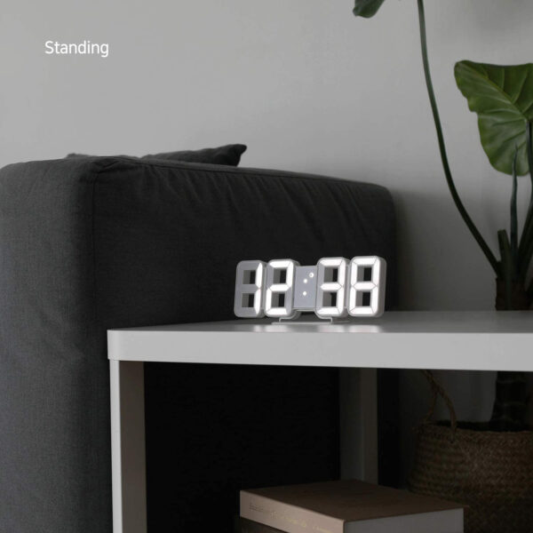 White 3D Led Digital Clock Snooze Bedroom Desk Alarm Clocks 24/12 Hour Display Home Decoration Hanging Wall Clock Calendar Thermometer Voice Control Backlight Time Temperature Display For Bedroom Office Living Room Home Decor Gift Nightstand Bedside - Image 6