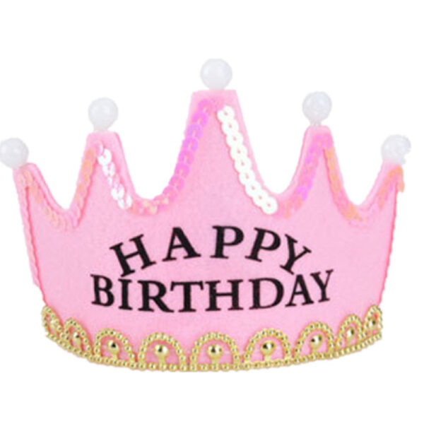 LED Happy Birthday Crown, Princess Birthday Crown Happy Birthday Crown for Girls Birthday Hats for Children
