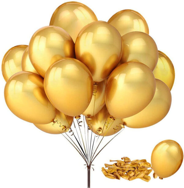 The Party Nook Presents Happy Birthday Decoration Set ( Pink & Gold & White) 30 balloons Happy Birthday Banner Pink 3 Confetti Balloons Silver Curtain 4 By 5-TPN - Image 2