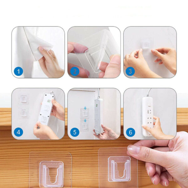 3 Pair Double-sided Adhesive Wall Hooks Suction Cup Hooks stick hook Heavy Duty Sticky Wall & Ceiling & Door Nail Free Clear Hook for Bathroom and Kitchen No Scratch Waterproof and Oilproof Sticker - Image 3