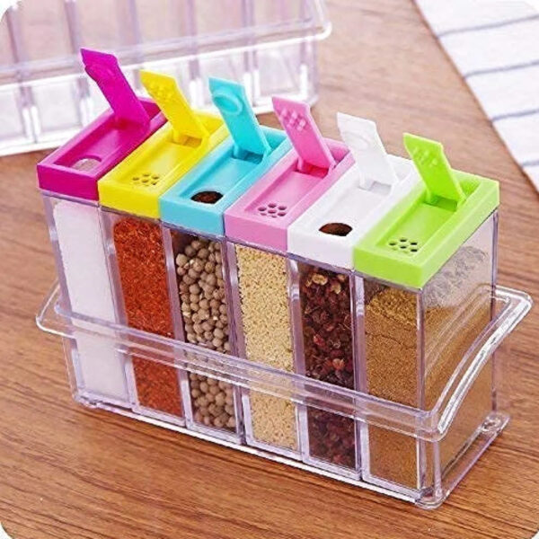 6 Piece Kitchen decor Transparent Spice Jar Set with Colorful Lids for Flavorful Seasoning Storage kitchen organizer Condiment Storage Kitchen Essentials spice kit - Image 8