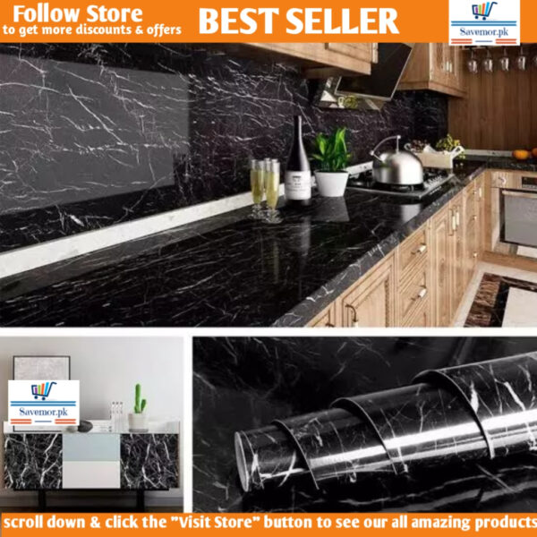 60x200cm high quality marble sheets self adhesive stylish wallpaper stickers PVC sheet sticker aluminium foil paper wooden design wallpaper heat resistant water oil proof for floor walls kitchen - Image 2