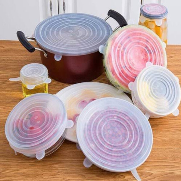 6Pcs Universal Food Cover Silicone Stretchable Lids For Cookware Reusable Stretch Lids organizer covers for pots bowls cups glass fruits - Image 8
