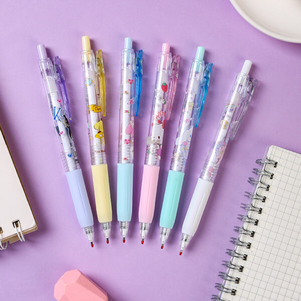 1/6Pcs Set 0.5mm Black INk Press Gel Pen Sanrio Cute Examination Signature Pen School Supplies - Image 7