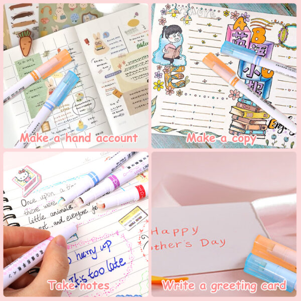 1/6Pcs Novelty Heart Flower Line Shaped Highlighter Pen Roller Tip Curve Liner Art Marker For Writing Drawing Stationery - Image 3