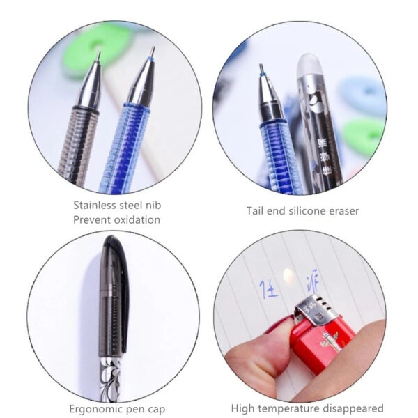 Blue/Black Refill Washable Gel Pen School Office Stationery Supplies 0.5mm Magic Erasable Pen Set Student Writing Ballpoint Pen - Image 2
