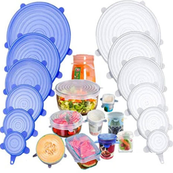 6Pcs Universal Food Cover Silicone Stretchable Lids For Cookware Reusable Stretch Lids organizer covers for pots bowls cups glass fruits - Image 6