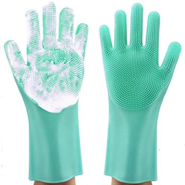 Magic Washing gloves with scrubber, silicon gloves, washing glove Gloves for kitchen / washing gloves for girls washing gadgets dish washing gloves dish washer scrub gloves kitchen accessories kitchen tools - Image 3