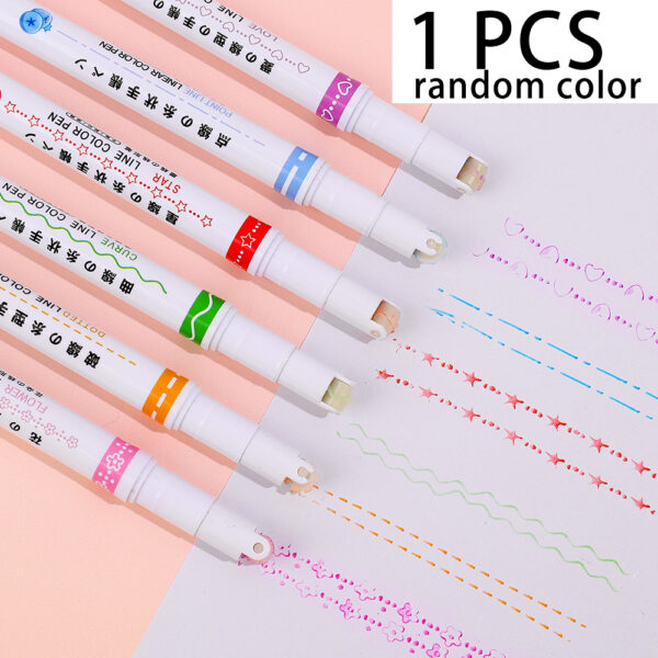 1/6Pcs Novelty Heart Flower Line Shaped Highlighter Pen Roller Tip Curve Liner Art Marker For Writing Drawing Stationery - Image 5