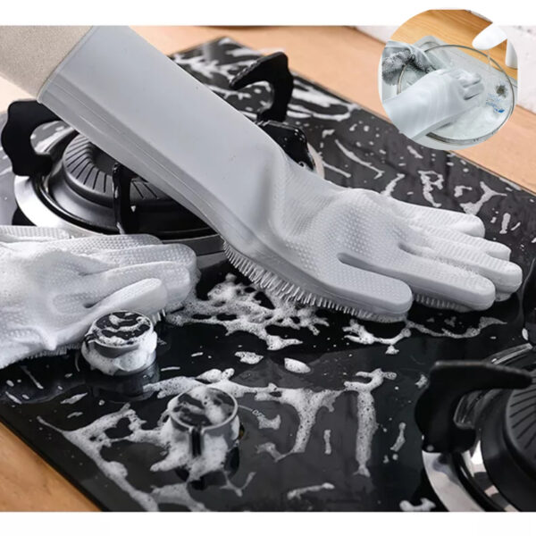 Magic Washing gloves with scrubber, silicon gloves, washing glove Gloves for kitchen / washing gloves for girls washing gadgets dish washing gloves dish washer scrub gloves kitchen accessories kitchen tools - Image 2