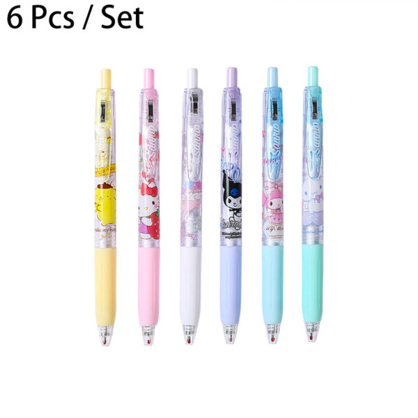 1/6Pcs Set 0.5mm Black INk Press Gel Pen Sanrio Cute Examination Signature Pen School Supplies - Image 10